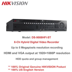Original Hikvision DS-9008HFI-ST 5MP 8CH Hybrid DVR/8-BNC/Up to 16-IP Cam - Bild 1 von 8