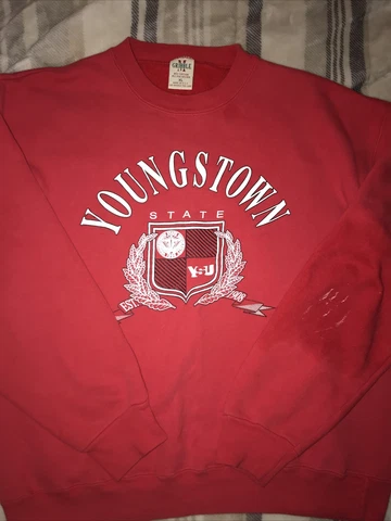 YOUNGSTOWN STATE PENGUINS Sweatshirt Crew Neck VINTAGE Men’s XL SCHOOL SEAL Red Cover