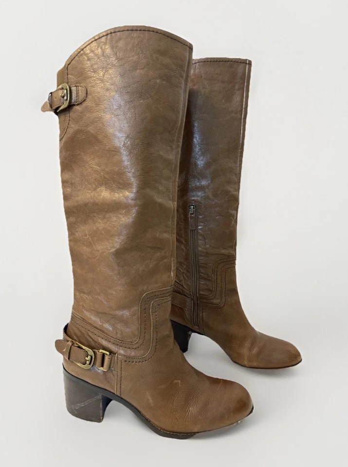 Franco Sarto Women’s Tempest Brown Leather Tall Boots Size 10M - Image 1 of 4