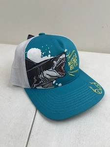 Sombrero de tiburón Mega Bite Snapback juvenil aguamarina y blanco Realtree pesca nuevo con etiquetas - Imagen 1 de 5