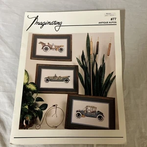 Imaginating Cross Stitch Pattern Chart Leaflet #77 ANTIQUE AUTOS Free Shipping - Picture 1 of 3