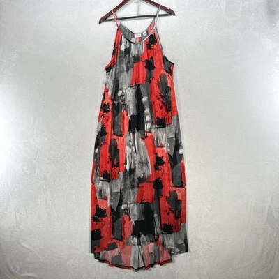Cato Woman Dress Womens 18 Red Black Gray Abstract Art Sleeveless Maxi Tank - Image 1 of 4