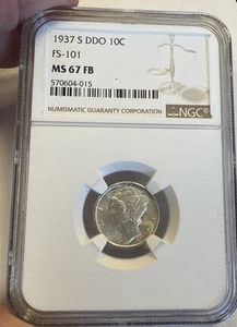 1937-S Mercury Silver Dime DDO FS-101 MS67FB NGC - Picture 1 of 6