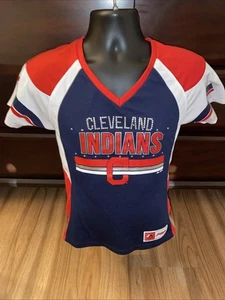 Majestic Women’s Cleveland Indians Baseball Jersey Shirt Size Small Guardians - Picture 1 of 8