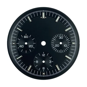 Quadrante orologio nero 32,5 mm con lume verde adatto per cronografo ST1902 3 registri - Foto 1 di 7