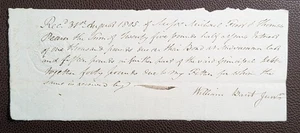 1805 William Bant Jr Manuscrito Bono Recibo de Intereses 8d Sello de Ingresos en Relieve - Imagen 1 de 2