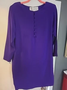 Vintage Oscar de la Renta Purple Short Cocktail Dress, Size S/M - Picture 1 of 7