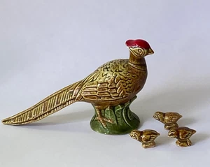Vintage Miniature Pheasant Figurines Family of 4 - Picture 1 of 3