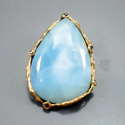 Broche Larimar Natural 40 quilates Joyería Vintage Plata de Ley 925/NB27608 Foto 1 de 4