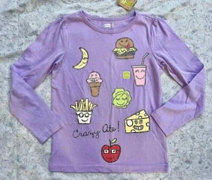 NWT Crazy 8 Girl's Purple Fun Food Glitter Graphic Shirt Top M 7 8 Yrs. - Picture 1 of 1
