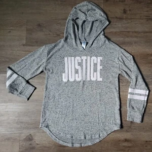 Justice For Girls size 10 Light Weight sweater gray white long sleeve top EUC - Picture 1 of 4