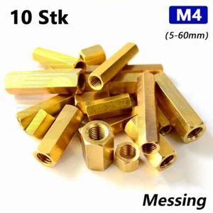 10X M4 Sechskantmuttern Messing Abstandhalter Gewindemuffe Langmuttern 5mm-60mm - Picture 1 of 5