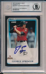 George Springer Astros Signed Auto 2011 Bowman Draft Card #BDPP81 ~ BAS Beckett - Foto 1 di 6