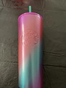 New Starbucks 2022 Stainless Steel Ombré Blue Purple And Pink 24oz Tumbler - Picture 1 of 6