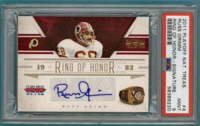 2011 Playoff National Treasures Russ Grimm Auto Issue - #4 PSA 9! Redskins! POP1 - Image 1 of 2