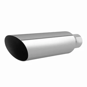 Car Truck Exhaust Tip Stainless Steel Muffler Pipe 2.5"ID x 4"OD x 17"L Chrome - Picture 1 of 6