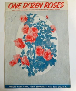 ONE DOZEN ROSES - MUSIC SHEET 1944 DICK JURGENS, COUNTRY WASHB QN, ROGER LEWIS, - Picture 1 of 5