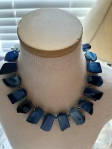 "Collar grueso grande de 20"" de piedra de ágata azul llamativo" - Imagen 1 de 9