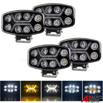 4X Fit Scania Volvo DAF MAN 24v 10'' Jumbo Spot Light Led White Amber DRL E9 - Image 1 of 4