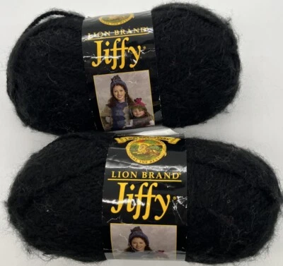 Lion Brand Jiffy Yarn "Black" 2 Skeins #1463
