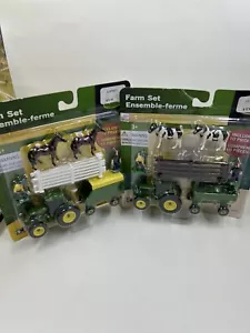 John Deere Farm Tractor Barn Set NEW Wagon Trailer Farmer Horse & Cow Toy Figure - Picture 1 of 7