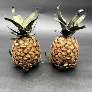 Large Artificial Pineapple Ornament Decor Made w/Pinecone Seeds 4" x 9" Set of 2 - Picture 1 of 17