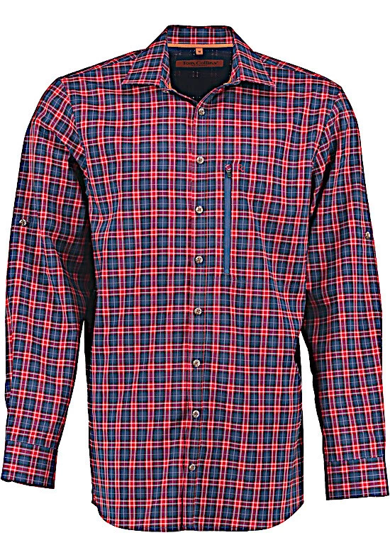 Tom Collins Stretch Outdoorhemd Funktions-Wanderhemd rot-blau Regular TH-0406 - Bild 1 von 4