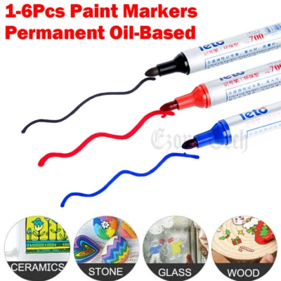 1-6Pcs Waterproof Permanent Paint Marker Pen Car Tire Letter Rubber Metal - Image 1 of 4