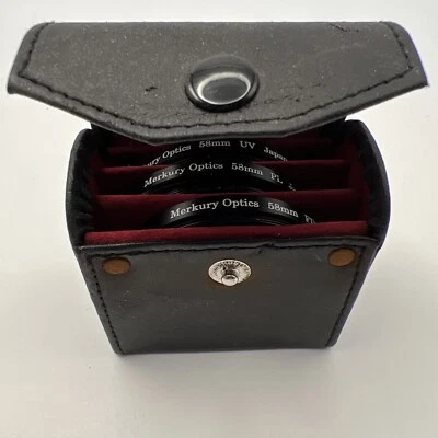 Set of three Merkury Optics 58 mm filters FD PL UV with case Made In Japan M3923 - Image 1 of 4