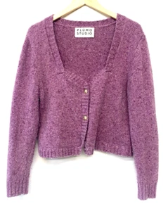 Plumo Studio Cardigan Wool Mix Womens Size L Pink Flecked Knitwear Sweater - Picture 1 of 16