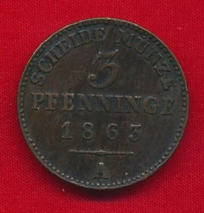 German States - Prussia 1863A 3 PFENNIG (Copper) - Picture 1 of 2