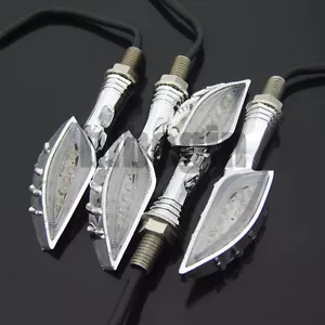 4x 12LED Chrome Motorcycle Universal Turn Signal Lights Lamps Blinker Indicators - Picture 1 of 5