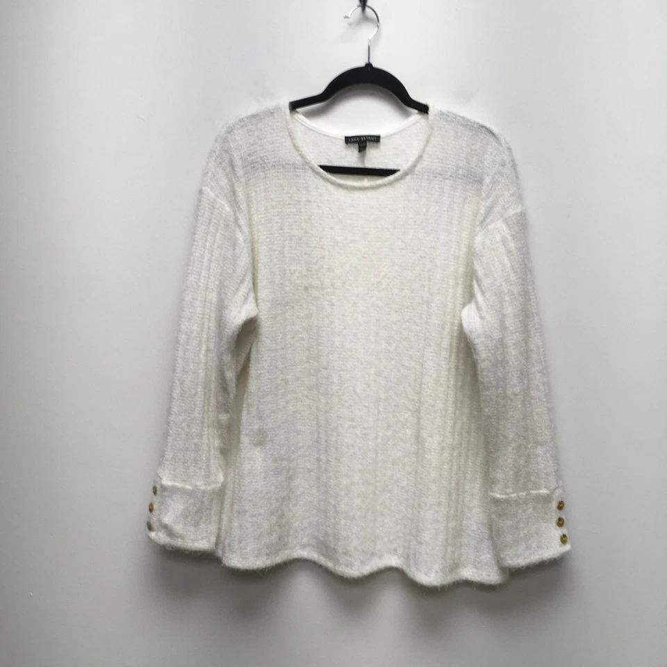 Suéter Pullover Lane Bryant Mujer Blanco Acanalado Manga Larga Cuello Redondo 18/20 Foto 1 de 4