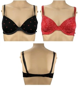 VICTORIA'S SEXY TEE LIGHTLY LINED DEMI BRA HEARTS STRAWBERRY 32D 32DD 32DDD NWT - Picture 1 of 5