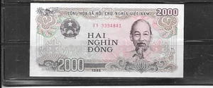 VIETNAM #107A 1988 VF CIRC OLD 2000 DONG BANKNOTE NOTE PAPER MONEY BILL - Picture 1 of 1