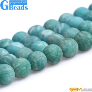 Cuentas redondas de escarcha de piedras preciosas de amazonita rusa verde natural 15" GB - Imagen 1 de 24