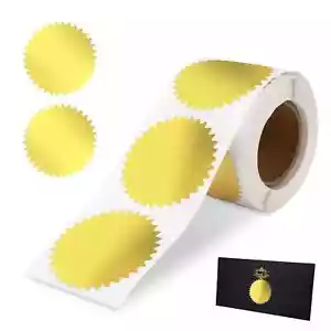 Gold Envelope Seals Stickers, 2" Round Labels Gold Foil Stickers Gold Metallic S - Picture 1 of 7