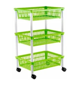 Carrito verdulero de cocina de 3 alturas verde con ruedas para frutas - Imagen 1 de 1