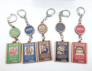 One Piece lot of 5 wooden wanted poster keychains charms The Worst Generation - Picture 1 of 2