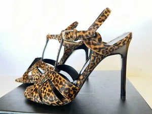Saint Laurent YSL Tribute Leopard-Print Stiletto Sandals Eur 39 / US 9 - Picture 1 of 11