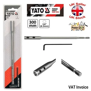 EXTENSION FOR FLAT MILLING DRILL WOOD BIT 300mm-12" Hex 1/4" Yato - Picture 1 of 1