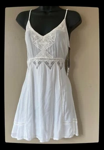 Amuse Society White Cotton Beach Cruise Swim suit Cover-UP SUNDRESS M - Picture 1 of 9