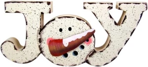 Distressed Wooden Snowman Christmas Joy Tabletop Sign, Festive Decor, 13 Inches - Picture 1 of 4