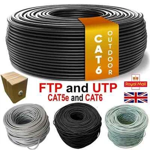 50-305 m RJ45 Cat5e-Cat6 Ethernet Netzwerk IN/OUTDOOR FTP UTP Rolle Kabel Leitung Posten - Bild 1 von 12