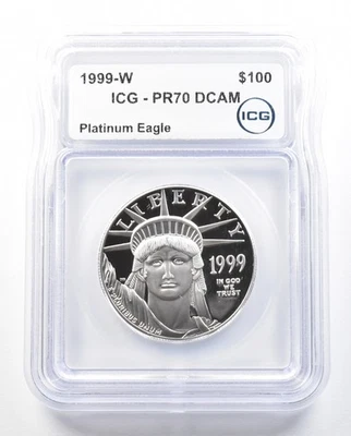 1999-W $100 American Platinum Eagle 1 Oz Platinum PR70 DCAM ICG *2241 - Image 1 of 3