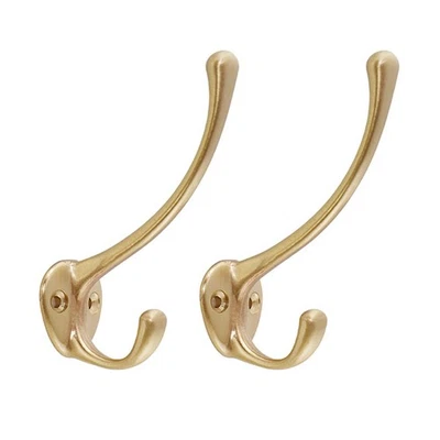 2Pcs Antique Solid Brass Clothes Hooks Entryway Coat Hooks Scarf and Jacket H... - Image 1 of 4