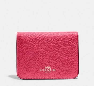 Nuevo con etiquetas Estuche Coach Doble Plegable Mini Ajustado Identificación en Lona Cuero Con Estampado Rosa Negrito 🍒 Foto 1 de 4