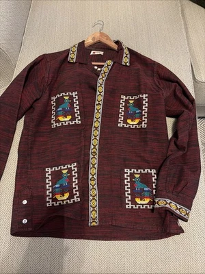 Mayan Modern Vintage Men’s Button Down Shirt In Red Size Medium 42 Chest - Image 1 of 4