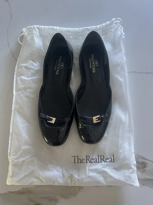 Valentino Garavani Flat Women Black Size 38.5 Used - Image 1 of 4