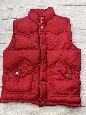 True Religion Down Puffer Vest Mens Large Red Quilted Goose Down Snap Front - Image 1 of 4